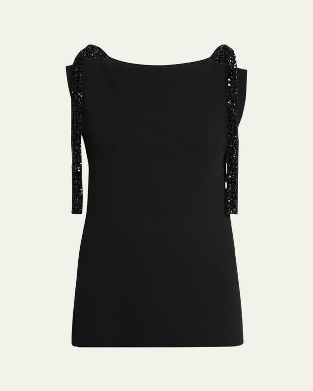Bozuni Sequined Ribbon Structured Silk Top